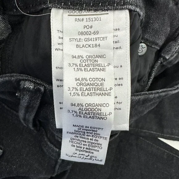 Good American Straight Raw Hem Women's size 8 Black Denim Jeans - Picture 4 of 5